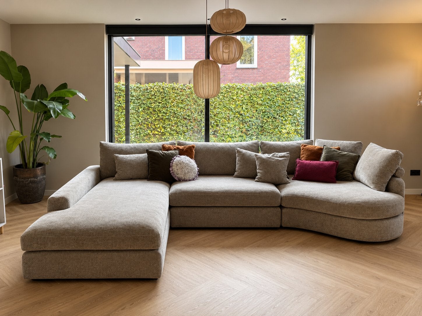 Prachtige bank Niella- modulaire hoekbank - beige, Ophalen, Hoekbank, 300 cm of meer, Zo goed als nieuw