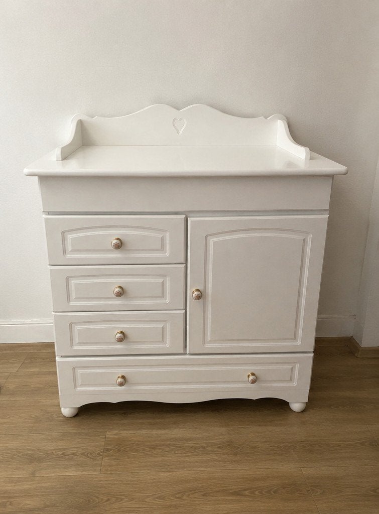 Prachtige witte commode voor babykamer, Ophalen, Gebruikt, 50 tot 70 cm, 100 cm of meer