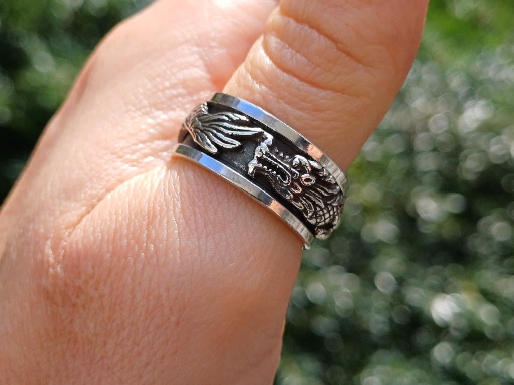 Vanoli 925 zilver spin draai ring draak dragon maat 17,5 20, Sieraden, Tassen en Uiterlijk, Ringen, Vanoli, 20 of groter, Amsterdam