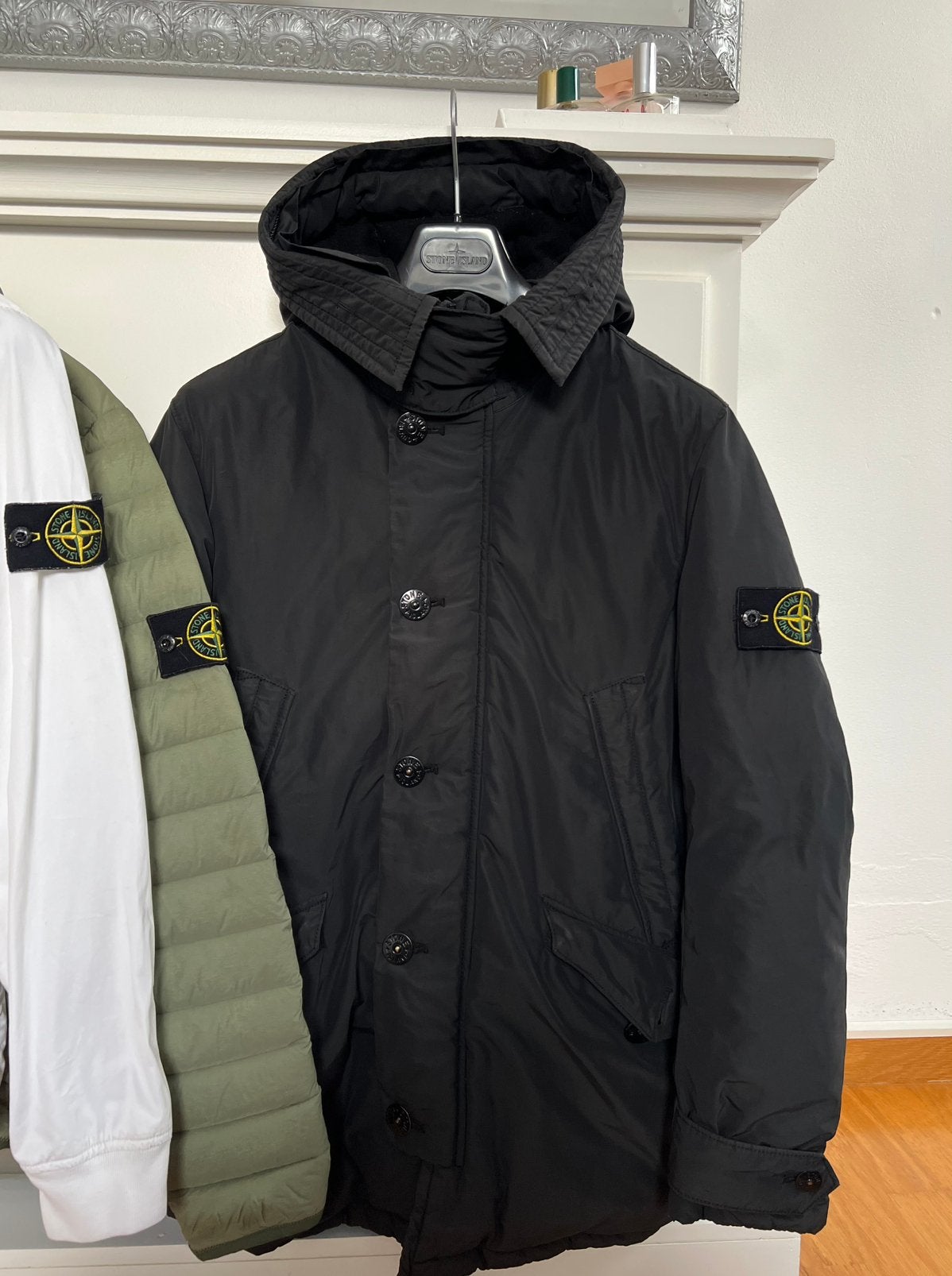 Stone Island | Micro Reps Down Parka | Dark Navy | Size S, Ophalen of Verzenden, Zo goed als nieuw, Maat 46 (S) of kleiner, Zwart