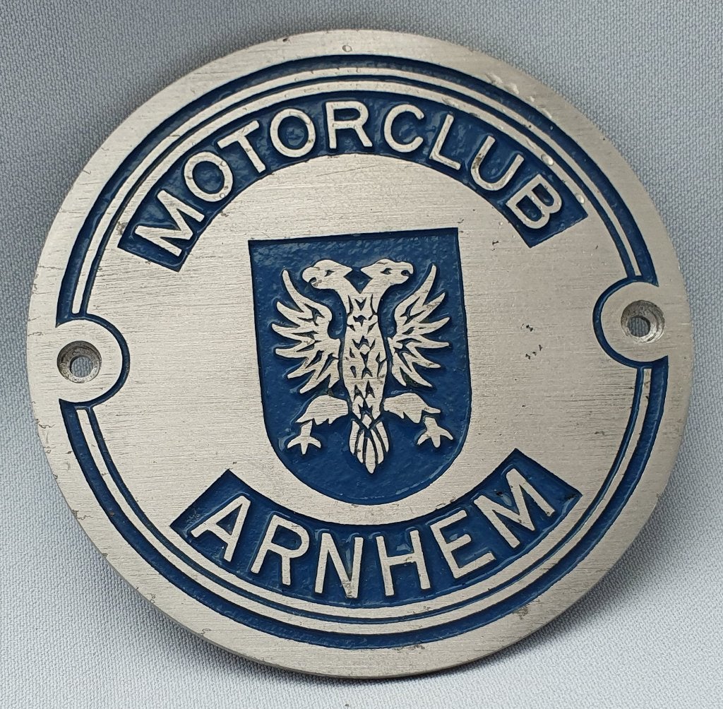 Balhoofdplaatje van de "Motorclub Arnhem", Verzamelen, Verzenden, Zo goed als nieuw, Motoren