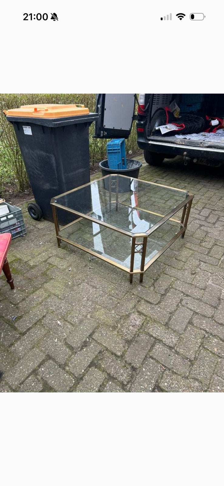 Hollywood regency salon tafel glas vintage, Ophalen