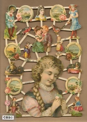 Kindertjes met ovale schilderijtjes Poëzie Plaatjes 7242, Ophalen of Verzenden