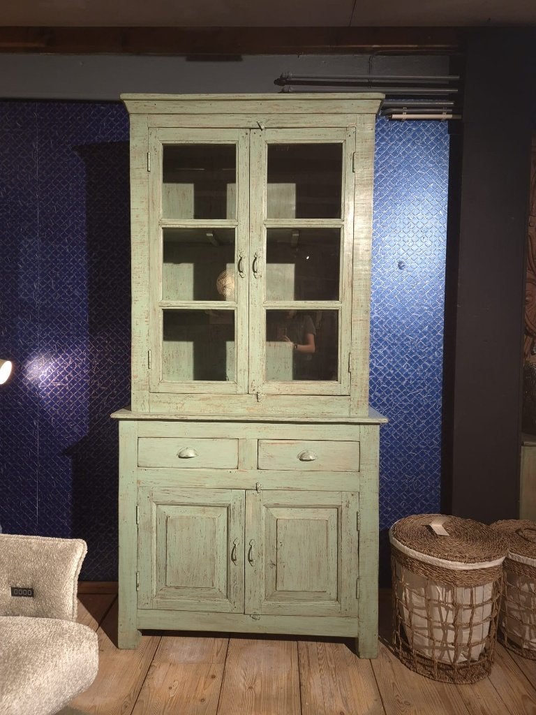 Antieke vitrinekast / buffetkast - 115x45x230 cm, Ophalen, Gebruikt, Antiek, Landelijk, 25 tot 50 cm