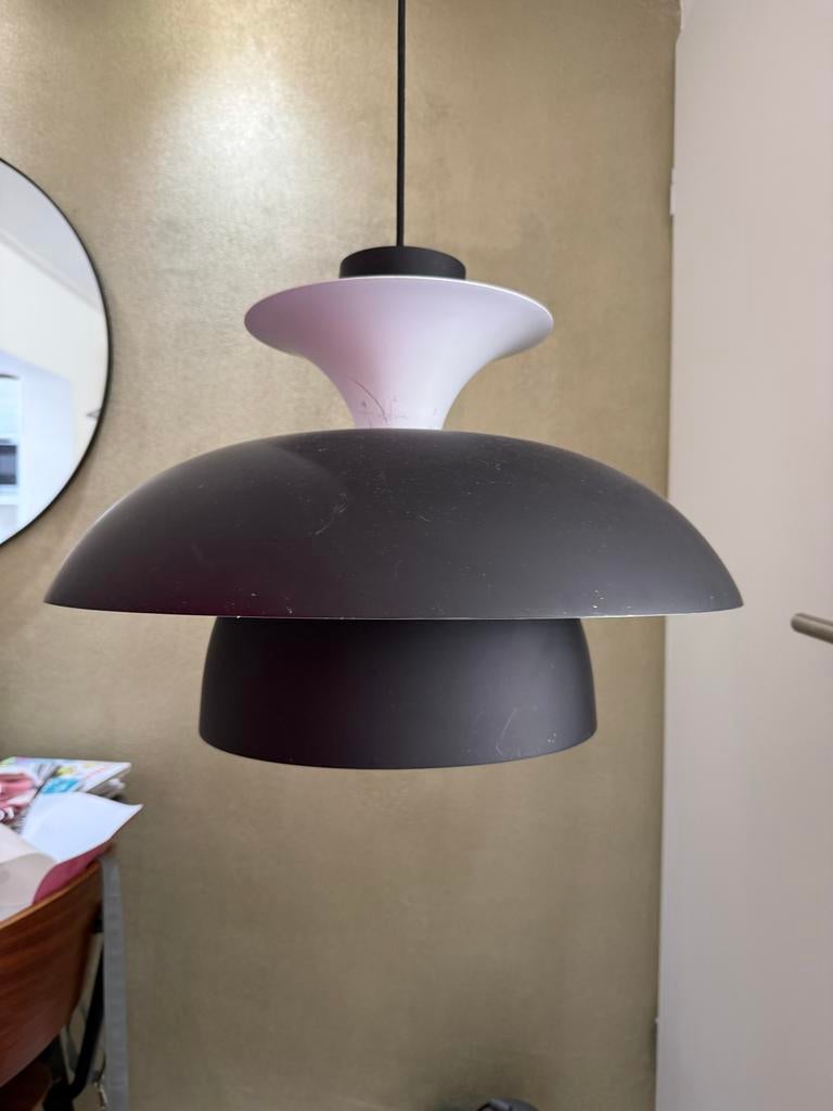 Qazqa Hanglamp Titus Zwart/Wit 50cm - Stijlvolle Hanglamp, Huis en Inrichting, Lampen | Hanglampen, Ophalen, Gebruikt, Metaal