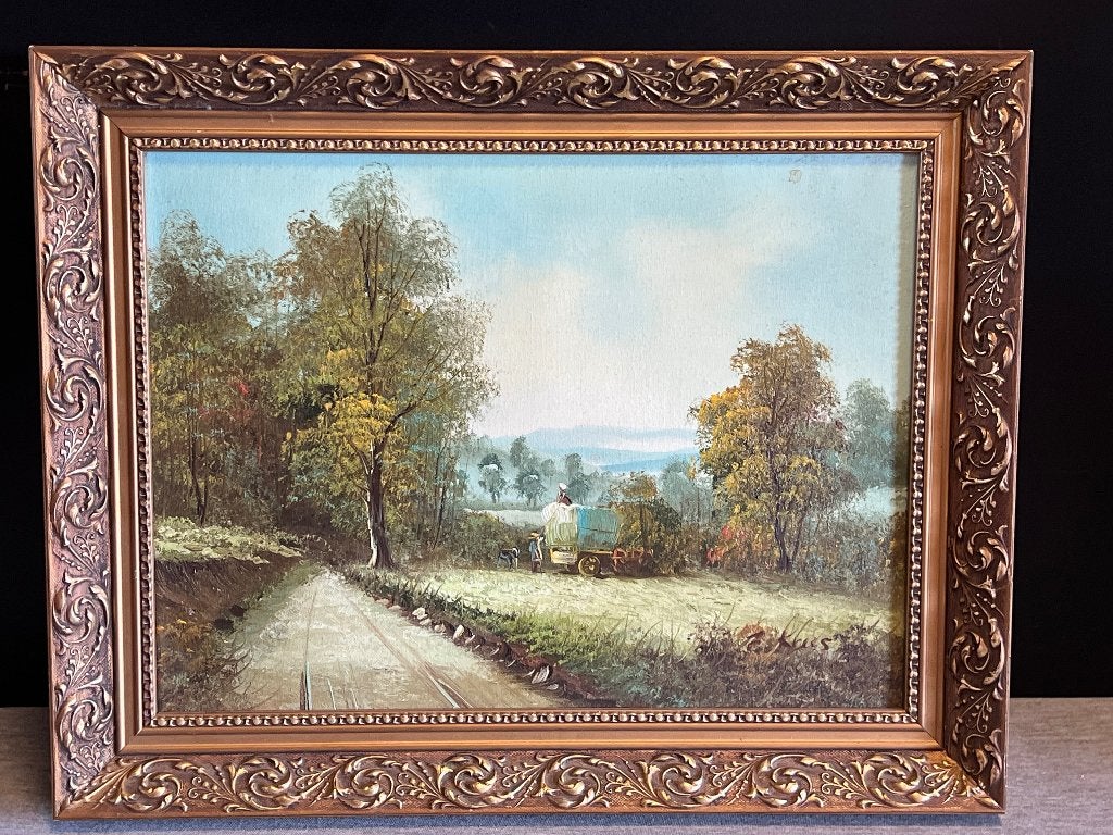 Landschap Schilderij Barok Lijst 48.5x38.5, Ophalen of Verzenden, Landschap