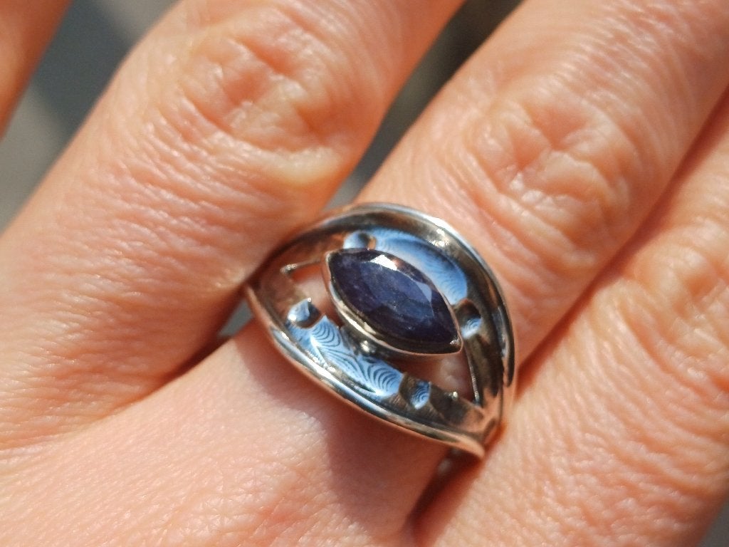 Vanoli 925 zilveren design ring met ruwe saffier maat 19, Daiva1973@hotmail.com, Vanoli, Blauw, 19 tot 20