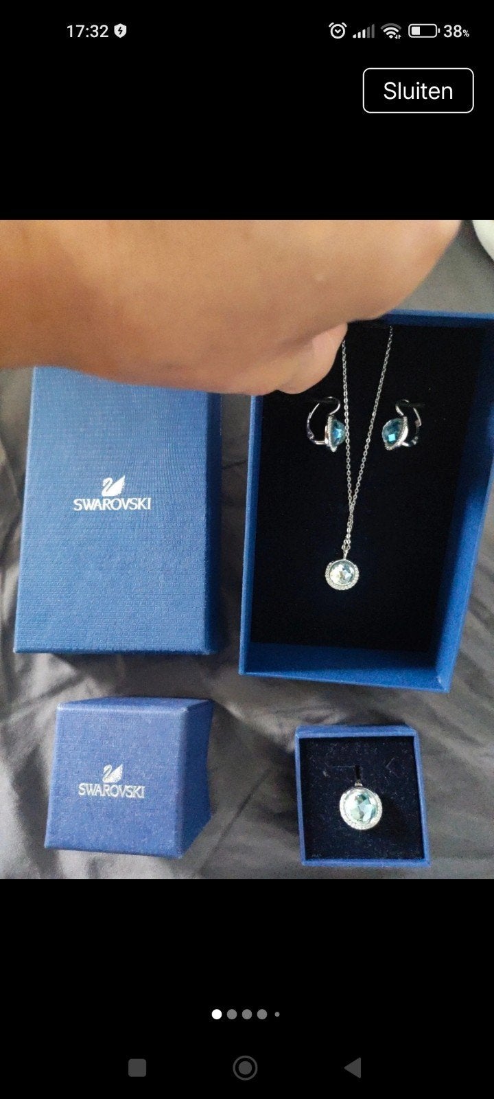 Nieuwe Swarovski Fizzy flirt sieradenset: ketting, oorbellen, Sieraden, Tassen en Uiterlijk, Ringen, Met kristal, Overige materialen