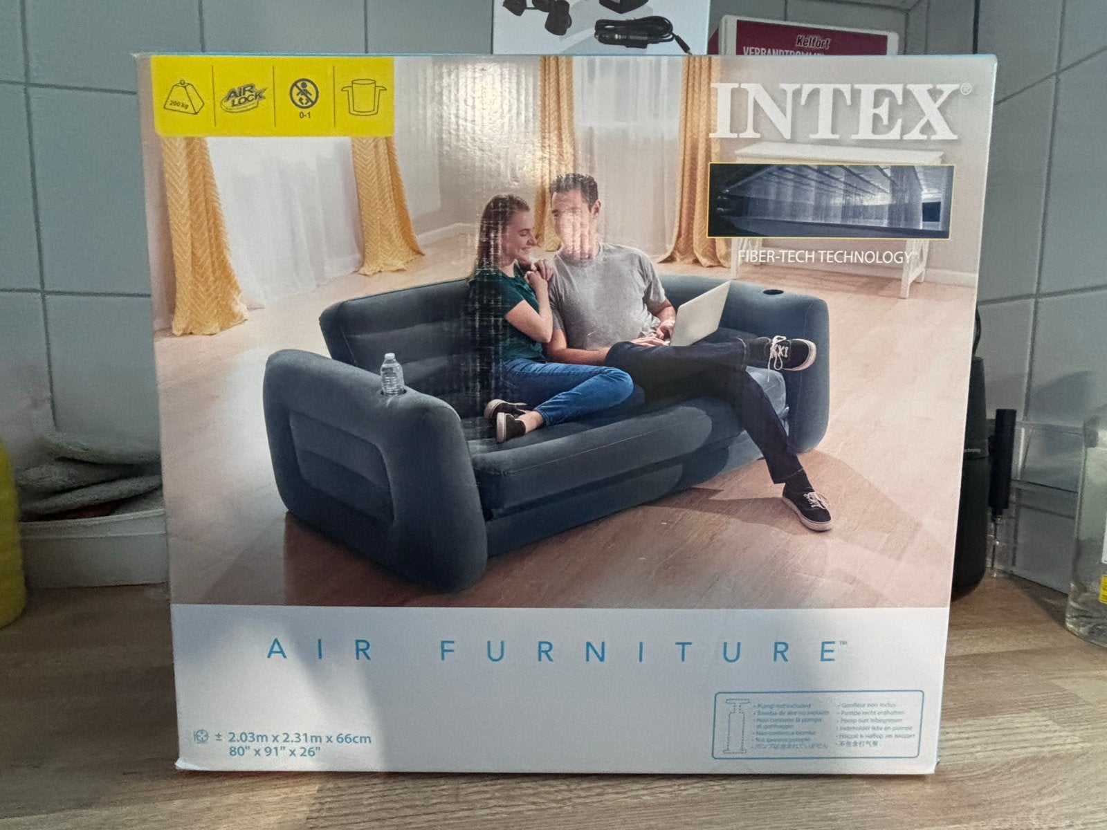 Intex Opblaasbare Slaapbank - Comfortabel en Compact, Ophalen of Verzenden, Overige maten, 200 cm, Grijs