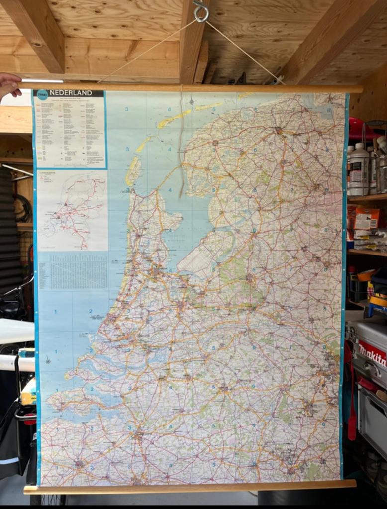 Kaart van Nederland, Antiek en Kunst, Antiek | Schoolplaten, Ophalen, Aardrijkskunde
