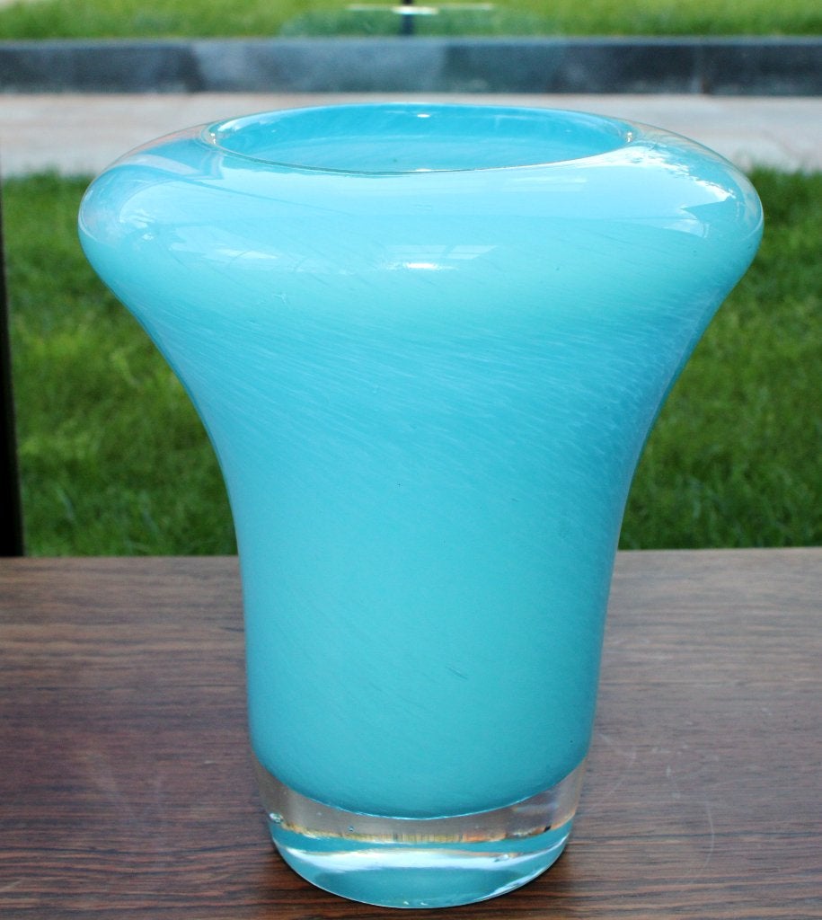 Schitterende Murano Blauw Kristal Space Age Vaas, Ophalen of Verzenden