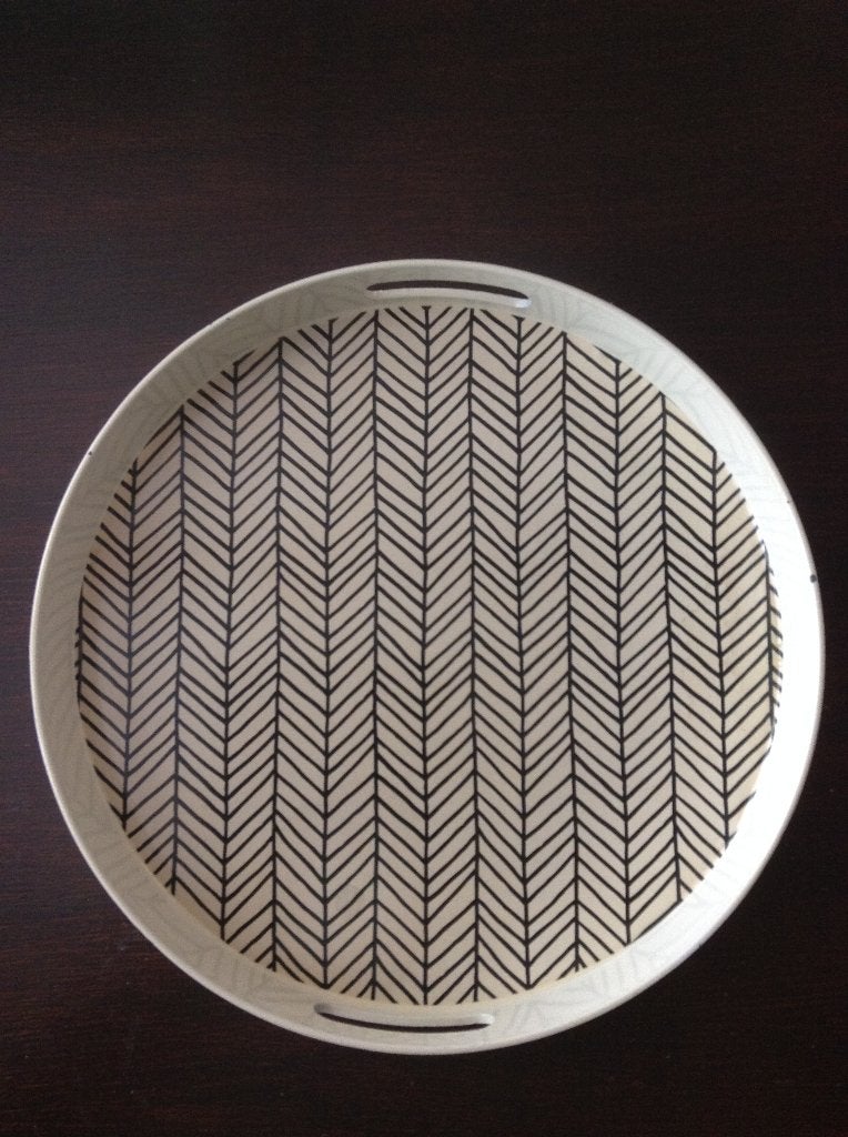 Dienblad met Jan Schoonhoven streepjes - 1980's - Zwartwit, Huis en Inrichting, Woonaccessoires | Dienbladen, Ophalen, Kunststof