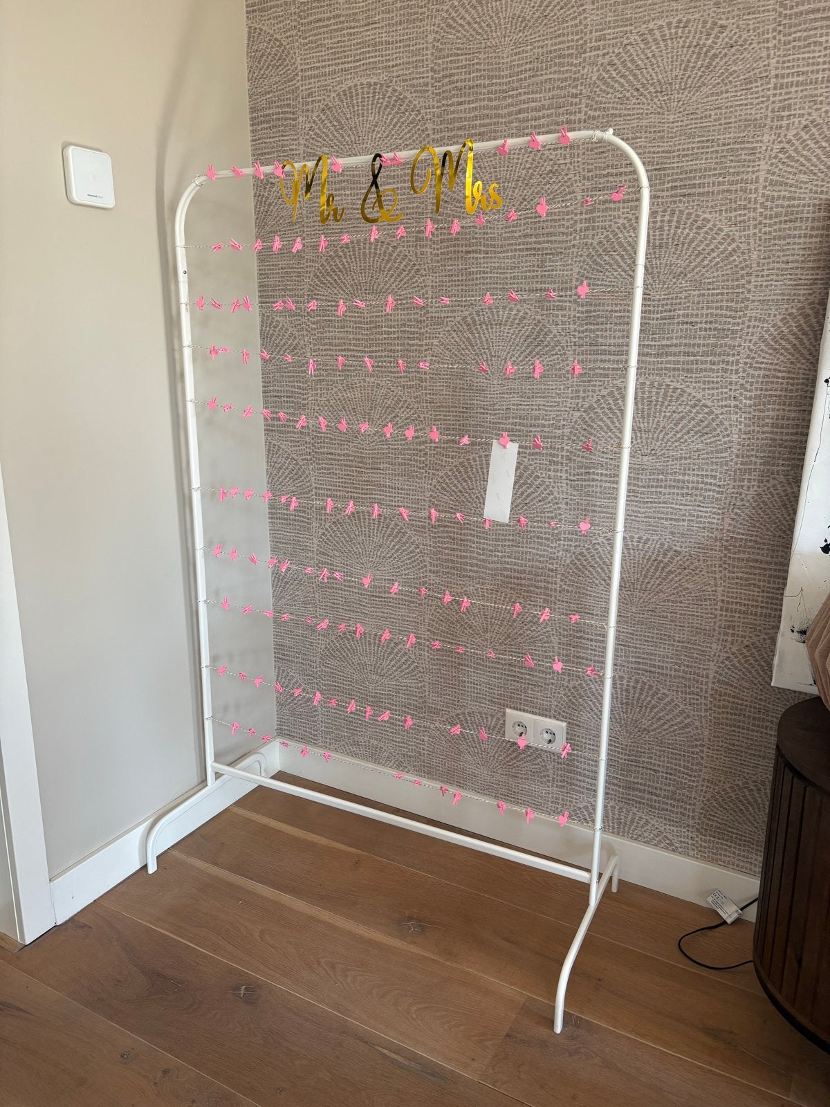 Fotorek met wasknijpers voor fotobooth of decoratie, Huis en Inrichting, Ophalen, Zo goed als nieuw, Wit, Metaal