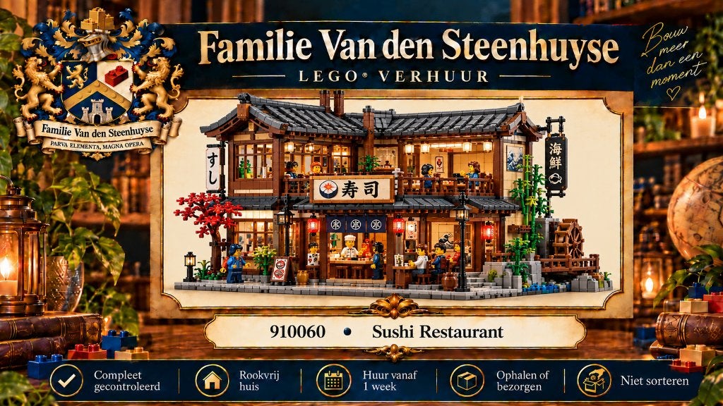 LEGO BrickLink Sushi Restaurant 910060 huren, Overige thema's, Lego, Ophalen of Verzenden, Zo goed als nieuw