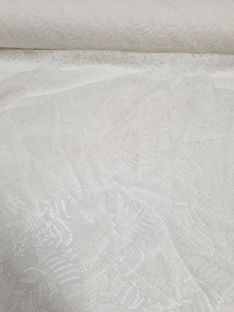 kant wit stretch (11306), 120 cm of meer, Wit, Ophalen of Verzenden, Kant
