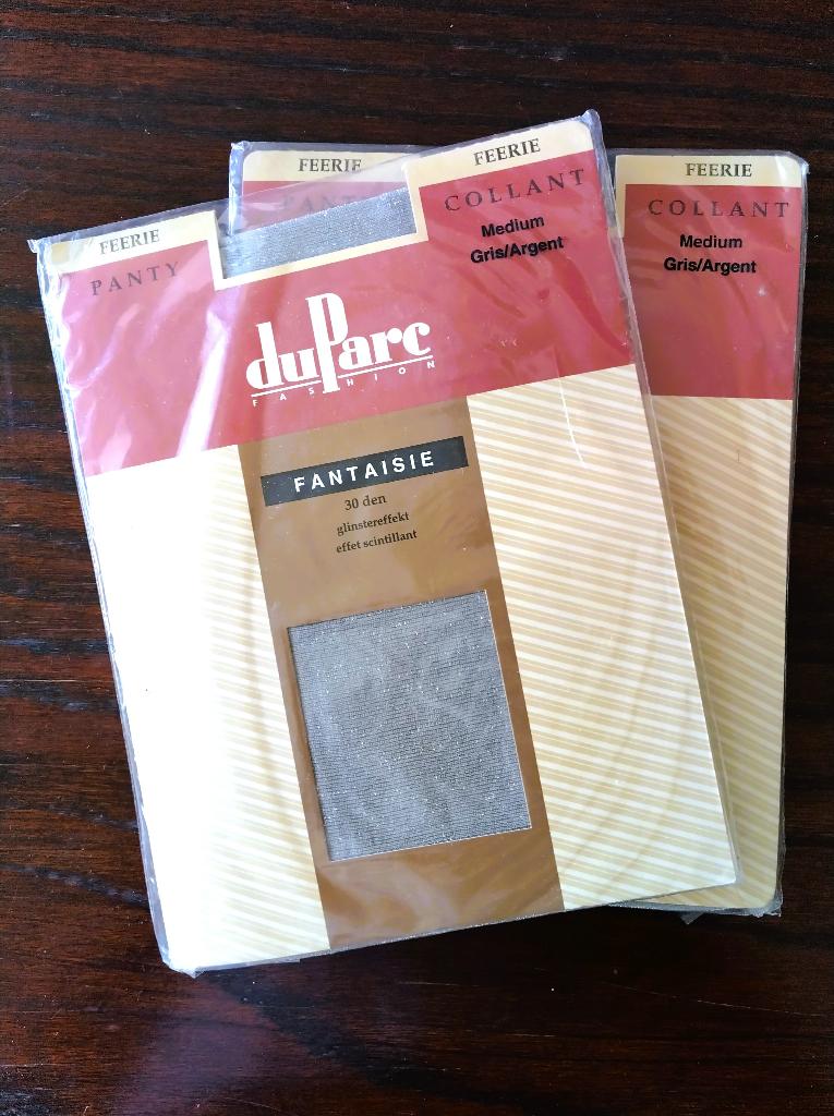 Vintage Du Parc Zilver Glitter Panty, 30 denier, Maat Medium, Du Parc, Nieuw, Maat 40/42 (M), Ophalen of Verzenden