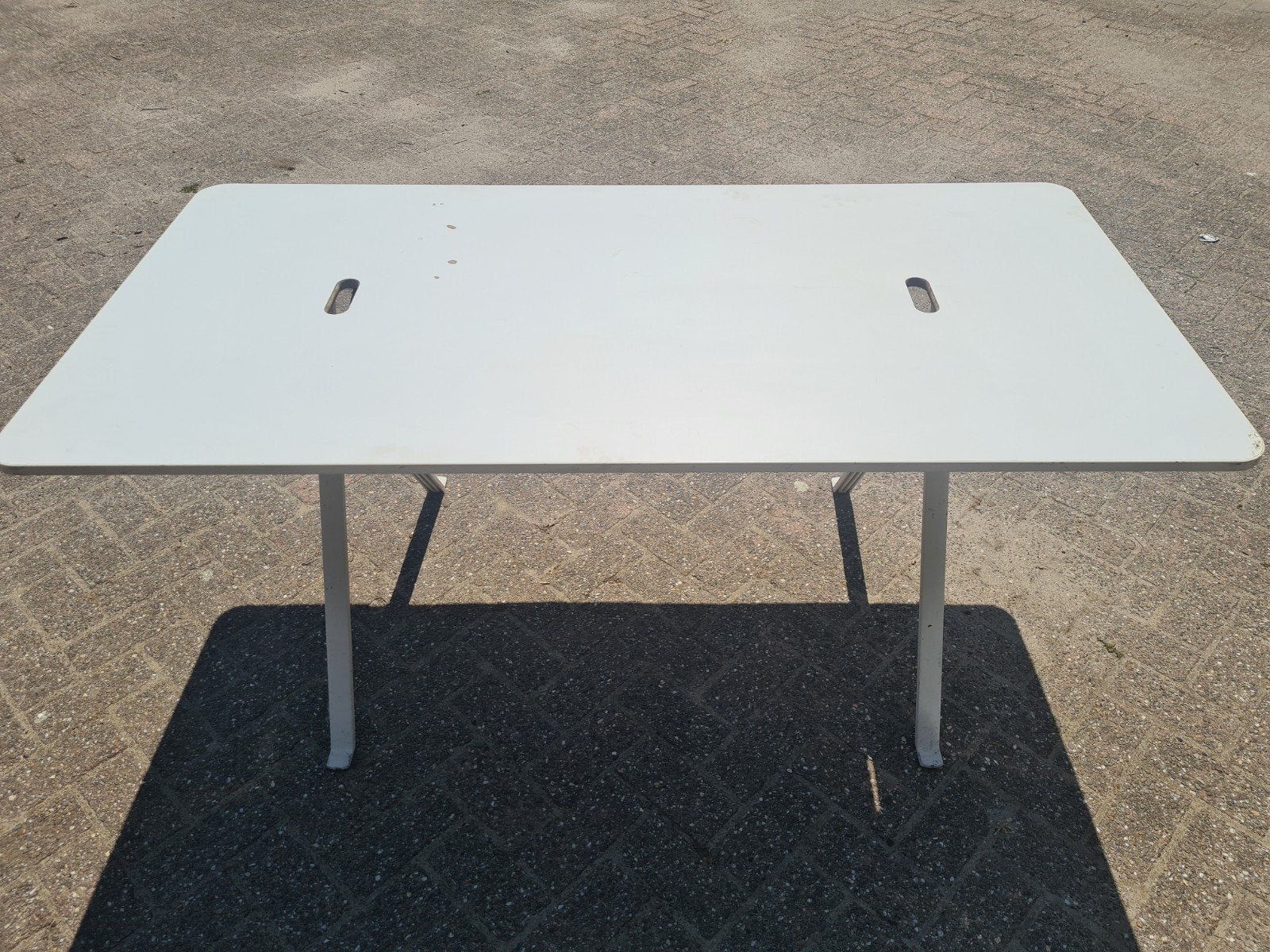 Witte inklapbare rechthoekige tafel, Huis en Inrichting, Tafels | Eettafels, Ophalen, Gebruikt, 100 tot 150 cm, 50 tot 100 cm