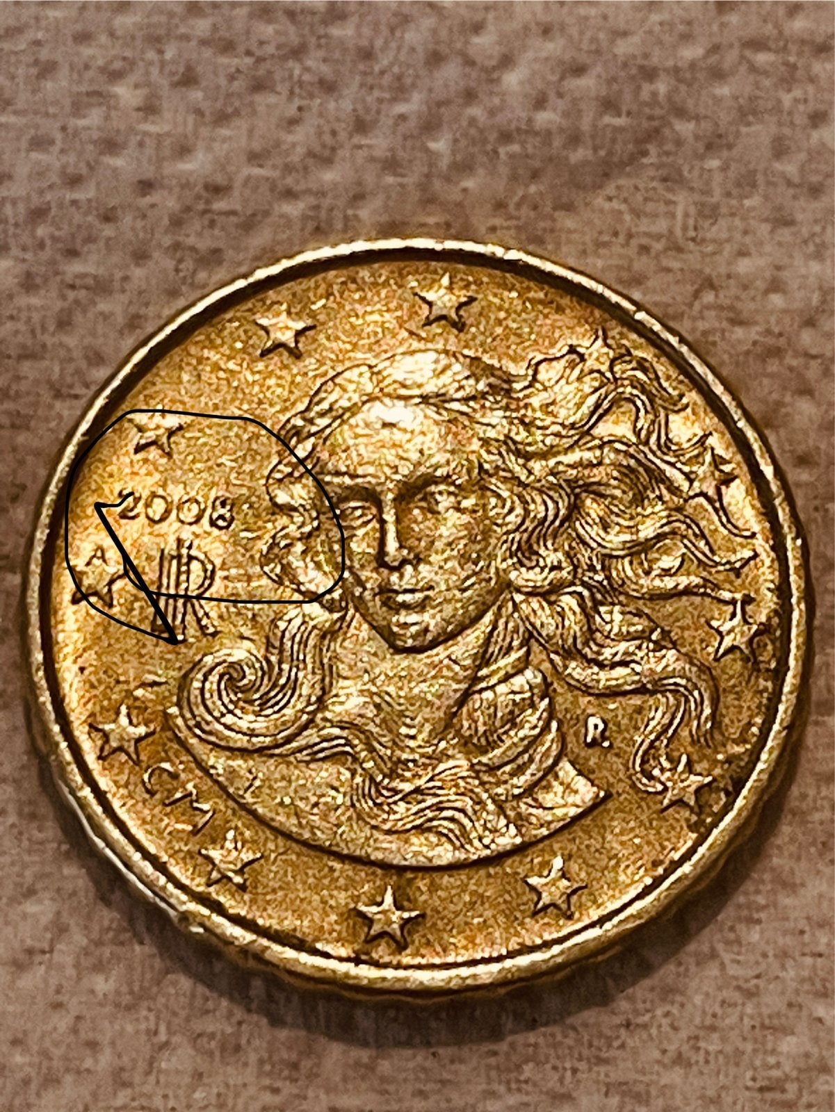 Italiaanse 20 cent munt 2008, Postzegels en Munten, Ophalen of Verzenden, Italië, 20 cent, Losse munt