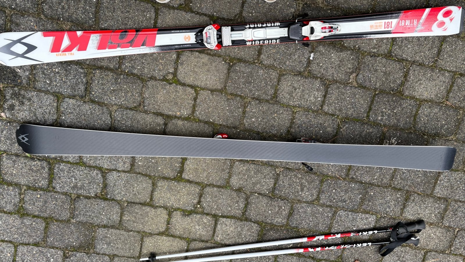 Völkl RTM 81 ski's met WideRide bindingen en Leki stokken, 180 cm of meer, Zo goed als nieuw, Skiën, Ski's