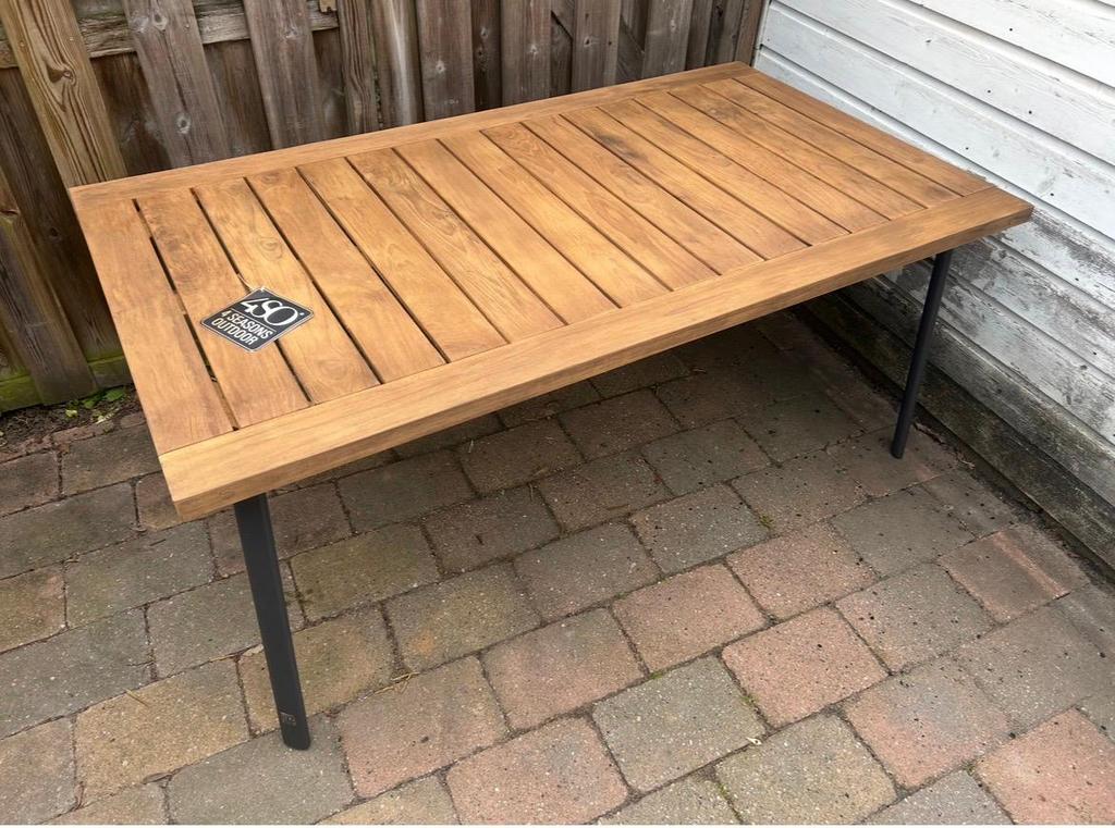 4 seasons outdoor teak tafel Venice 170x95 (antraciet poten), Ophalen, Nieuw, Rechthoekig, Teakhout