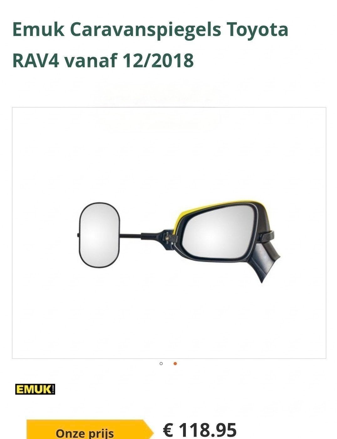 Emuk caravan spiegels Toyota Rav4 vanaf 2018, Ophalen of Verzenden
