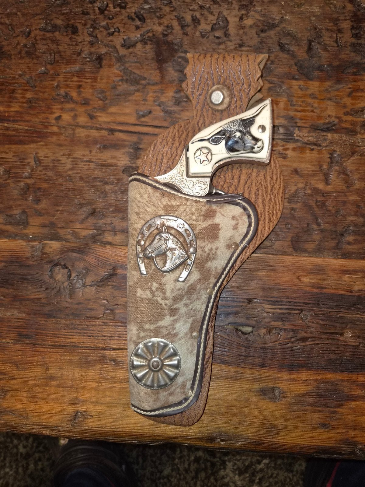Vintage Texan Jr. Speelgoedpistool met Holster., Ophalen of Verzenden, Gebruikt, Jongen of Meisje