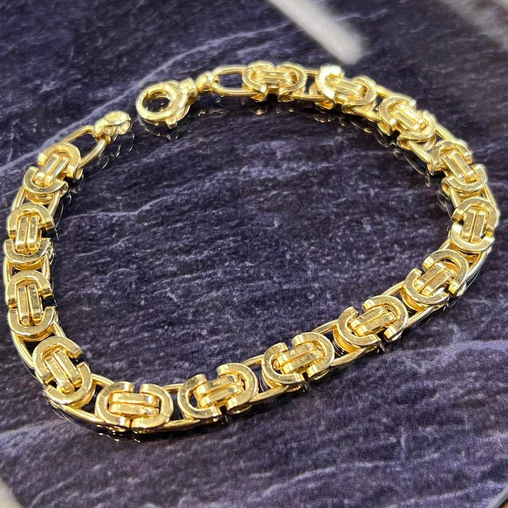 14k gouden armband platte koningsschakel nieuw, Ophalen of Verzenden, Nieuw, Goud