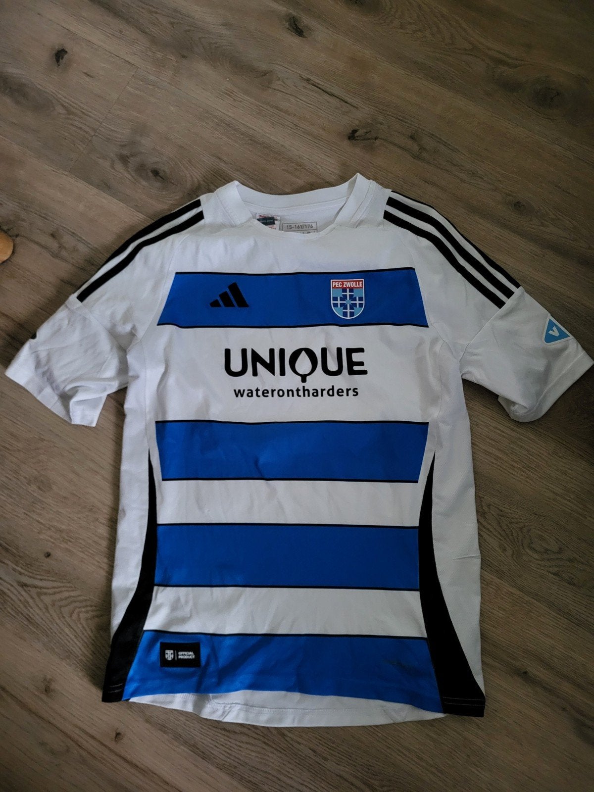 2x PEC Zwolle Thuisshirt Adidas Maat 176, Wit, Overige maten, Ophalen of Verzenden, Zo goed als nieuw