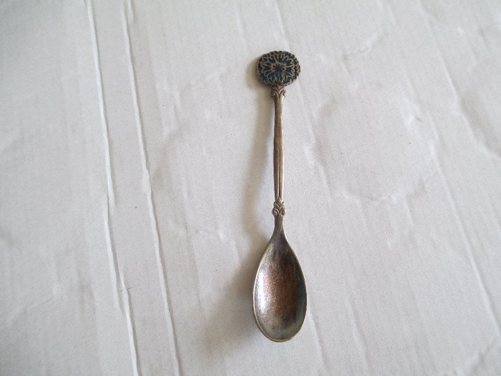 lepeltje met een soort bloem met emaille?, Huis en Inrichting, Keuken | Bestek, Ophalen of Verzenden, Gebruikt, Rvs of Chroom