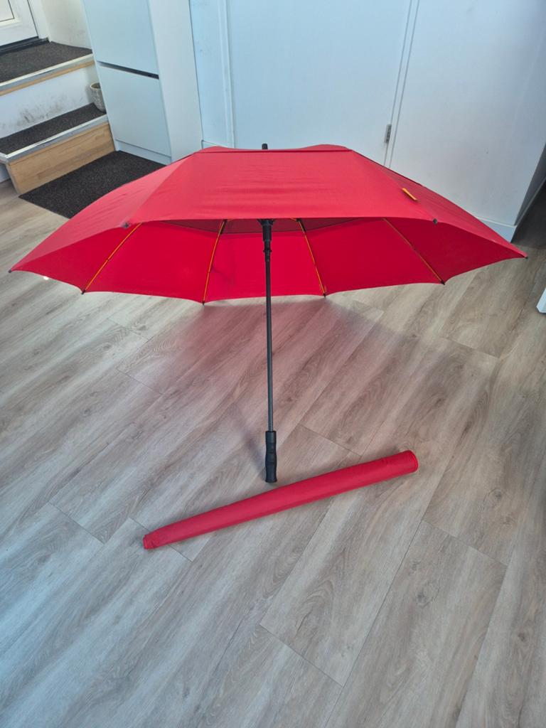 Falcone storm paraplu rood 130 cm wijd glasfiber baleinen, Ophalen of Verzenden, Nieuw, Rood