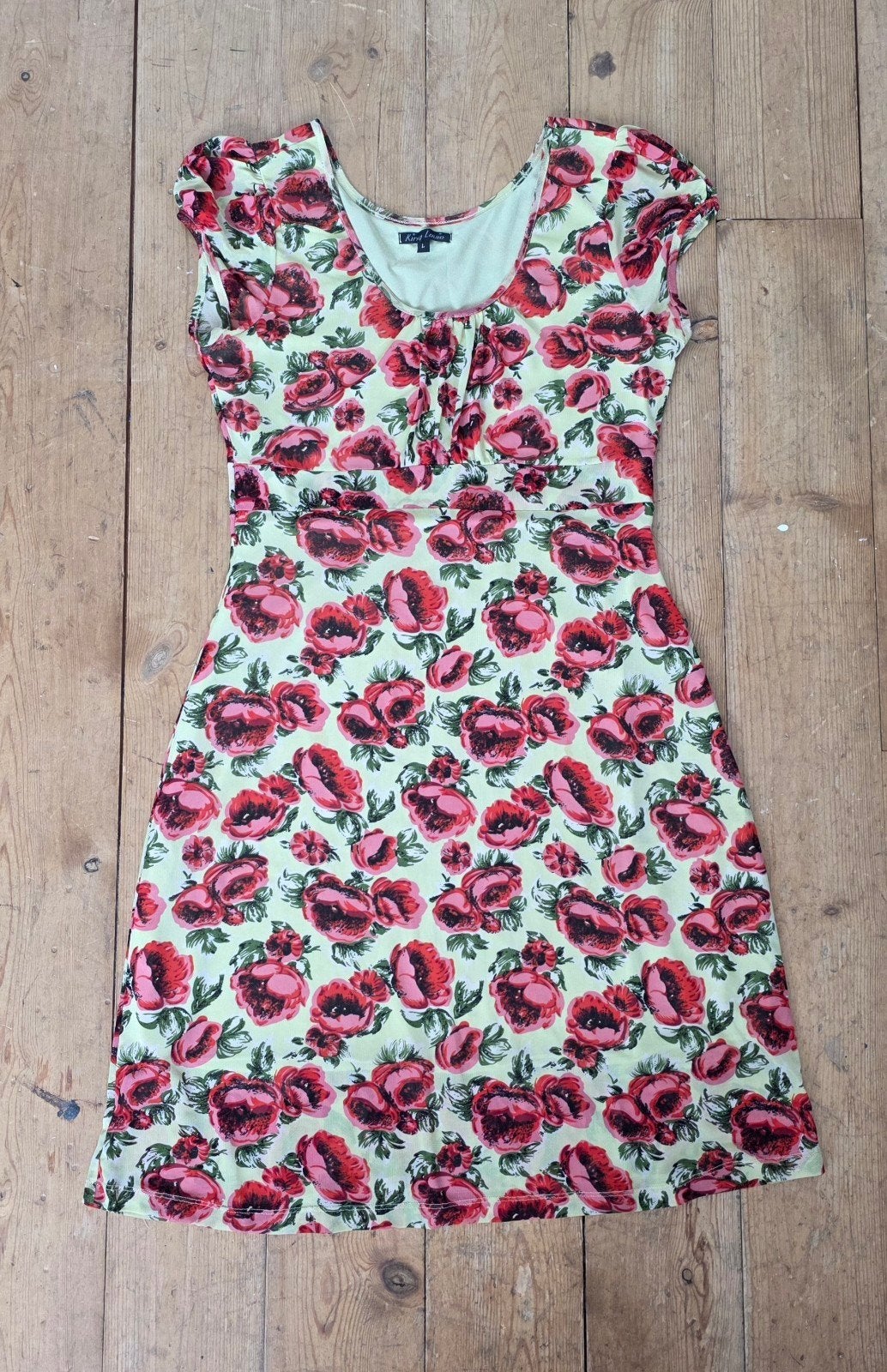 King Louie jurk mt L, Kleding | Dames, Ophalen of Verzenden, Zo goed als nieuw, Maat 38/40 (M), Knielengte