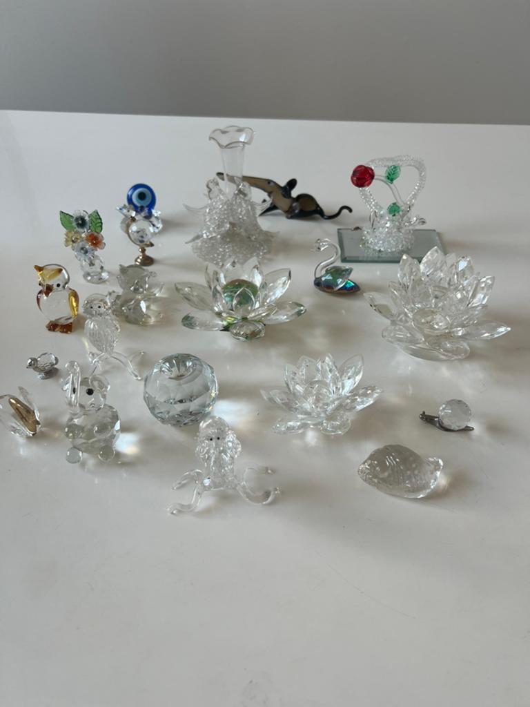 Diverse collectie kristal beeldjes, Antiek en Kunst, Antiek | Glas en Kristal, Ophalen of Verzenden