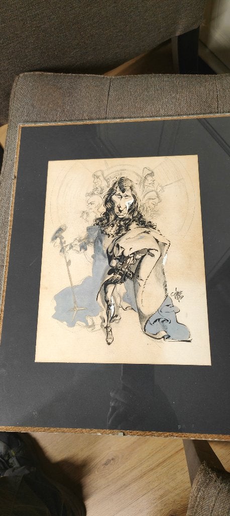 tekening van STRIPTEKENAAR DAAN JIPPES 1981 - WD014, Ophalen of Verzenden, Tekening, Achter glas