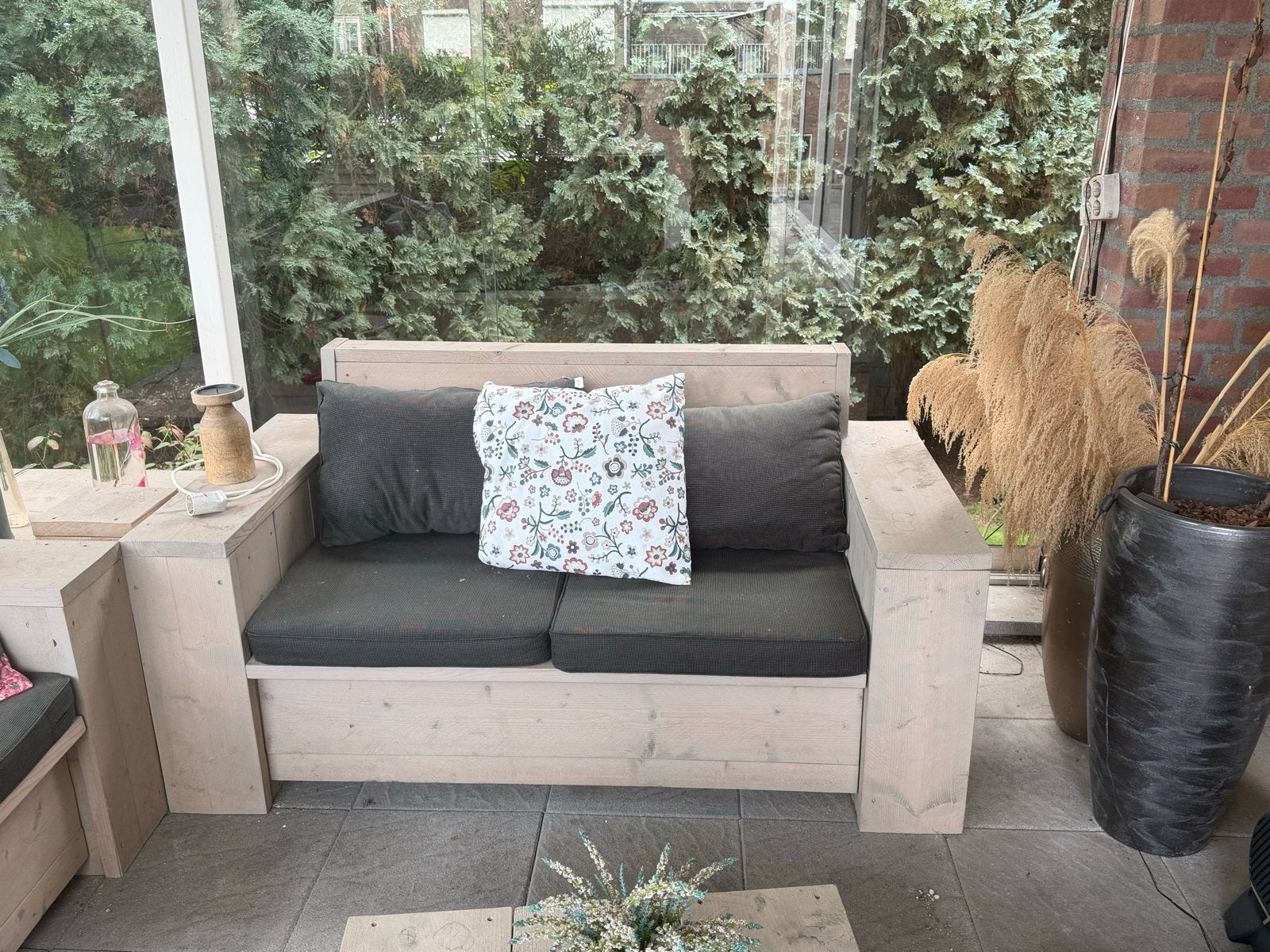 Foto 7 van Complete Steigerhouten Loungeset met Kussens