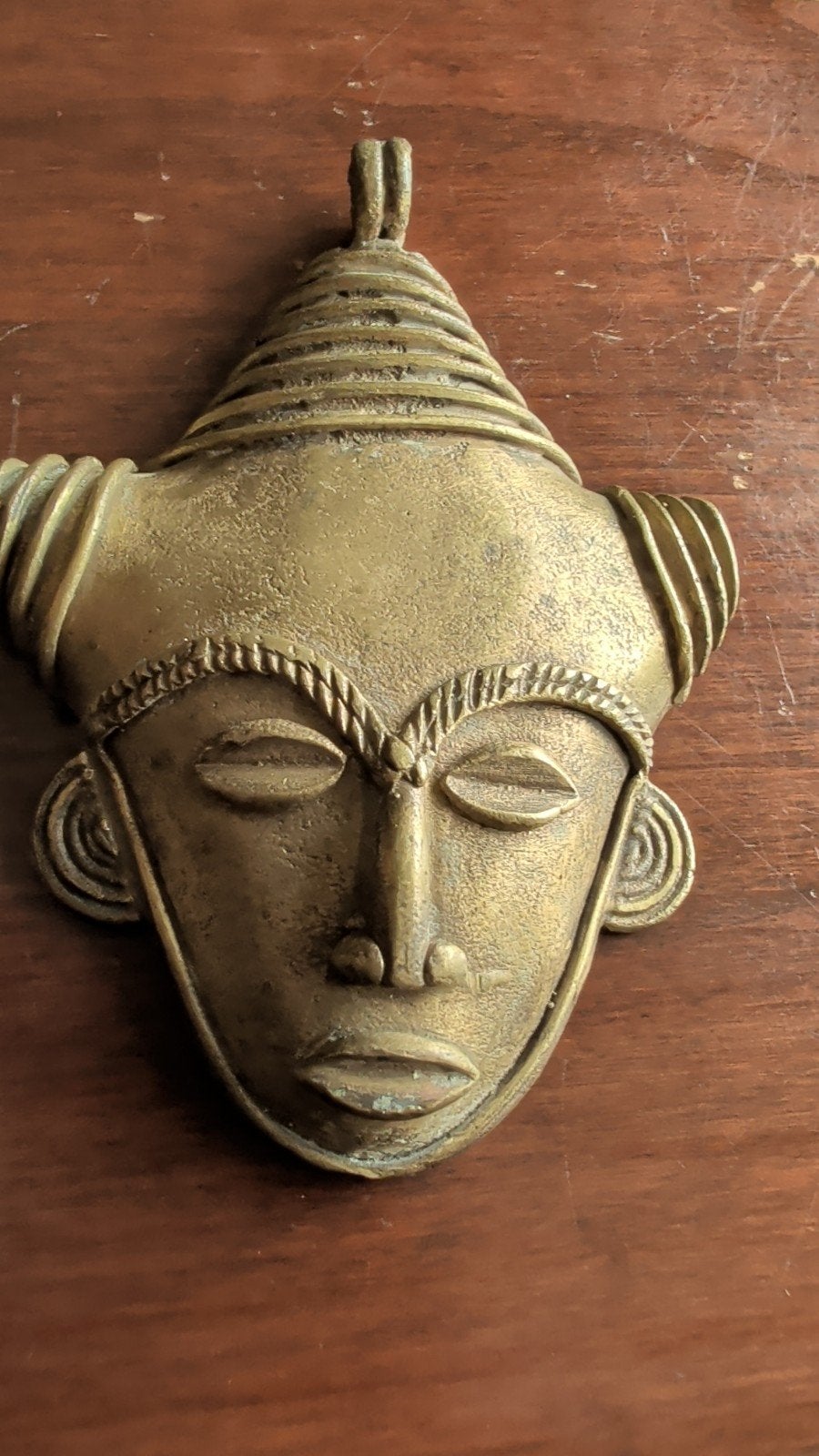 Afrikaans Bronzen Ashanti Hanger, Afrika, Masker, Ophalen of Verzenden, Brons