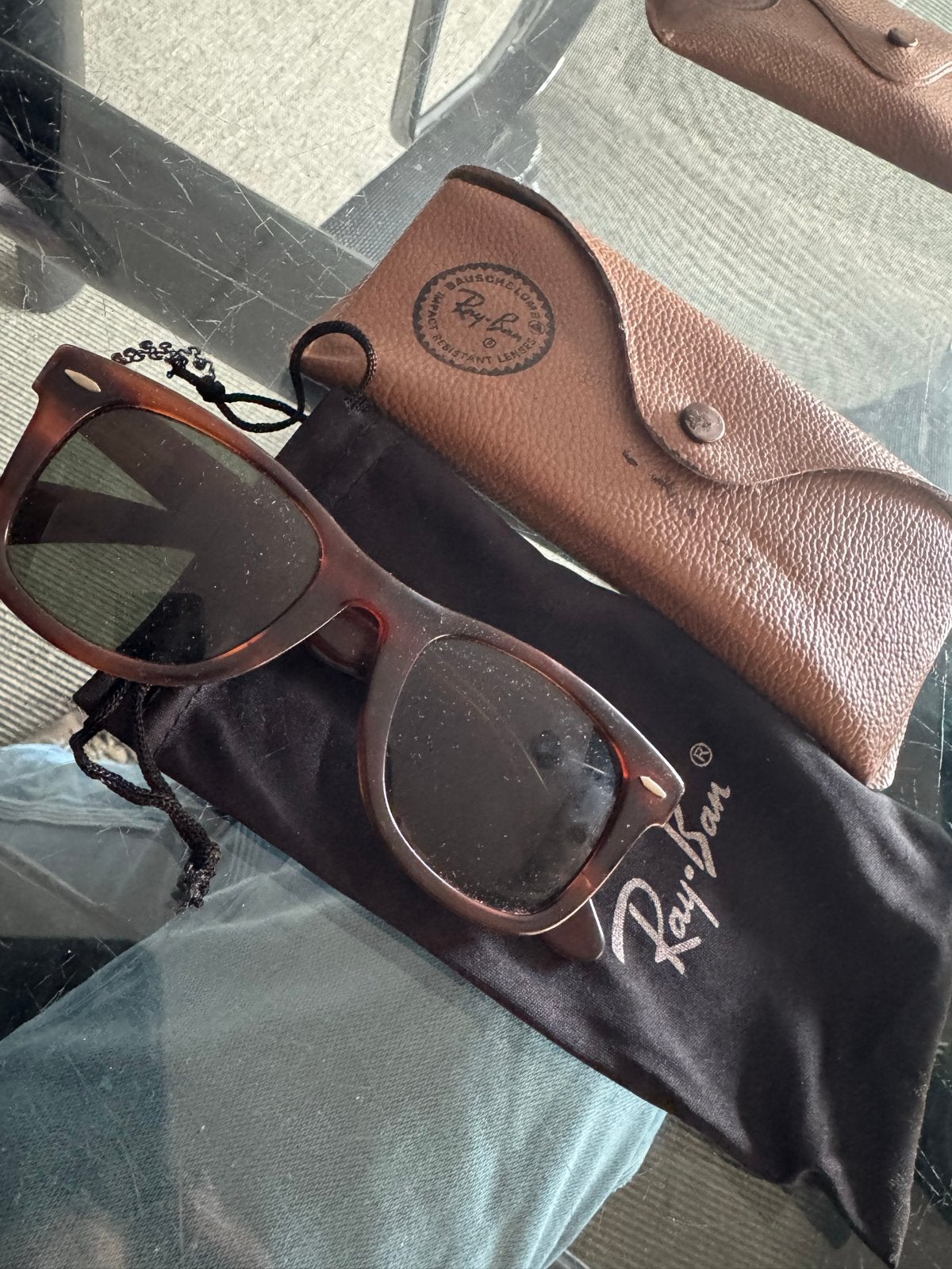 Originele Vintage Ray-Ban Wayfarer - 50+ jaar oud, Gebruikt, Zonnebril, Bruin, Ophalen of Verzenden