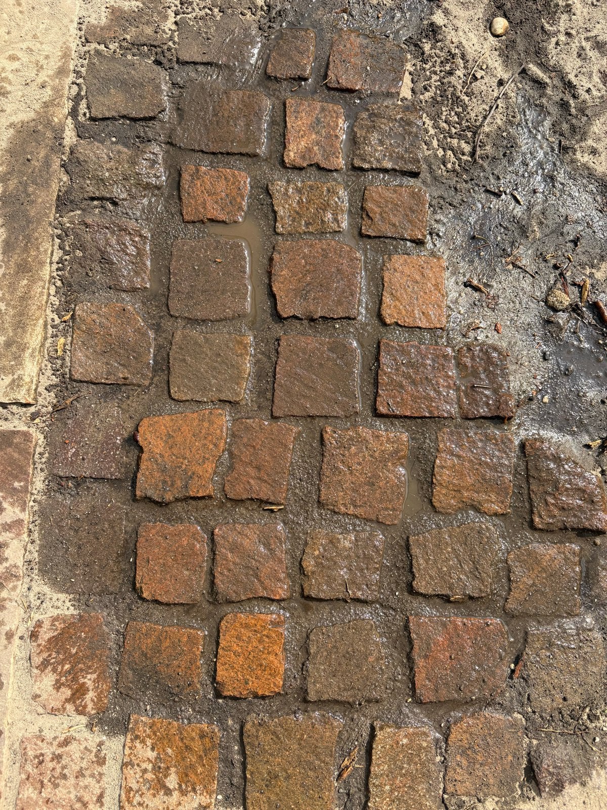6m2 gebruikte kasseien / kinderkopjes 10x10 (tuin tegels), Ophalen, Gebruikt, Graniet, Kei