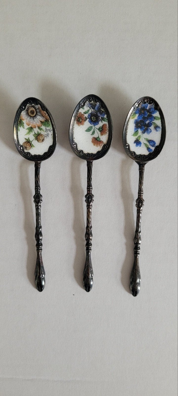 Set van 3 antieke zilveren lepels met bloemmotief, Ophalen of Verzenden