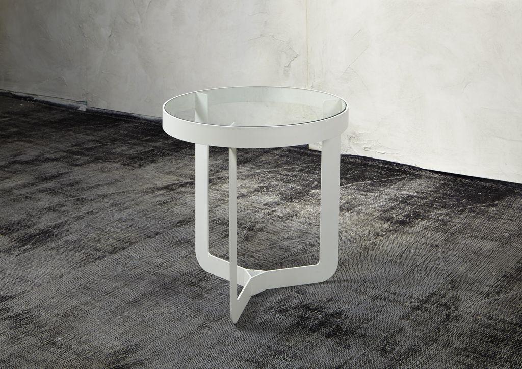 Spinder design douglas bijzettafel – wit/glas, Minder dan 55 cm, Rond, Nieuw, Glas