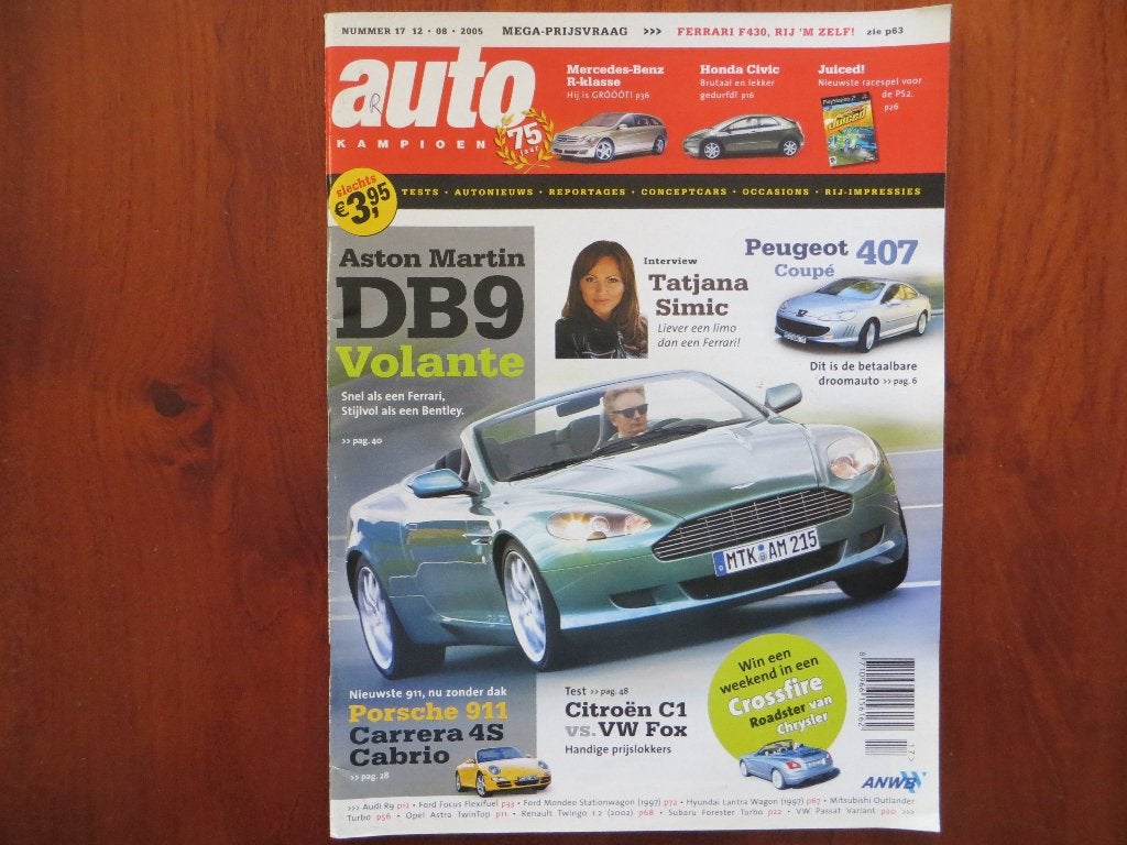 Autokampioen 17 2005 407 Coupé, 911 Carrera, C1, Fox, DB9, Ophalen of Verzenden, Nieuw, Porsche