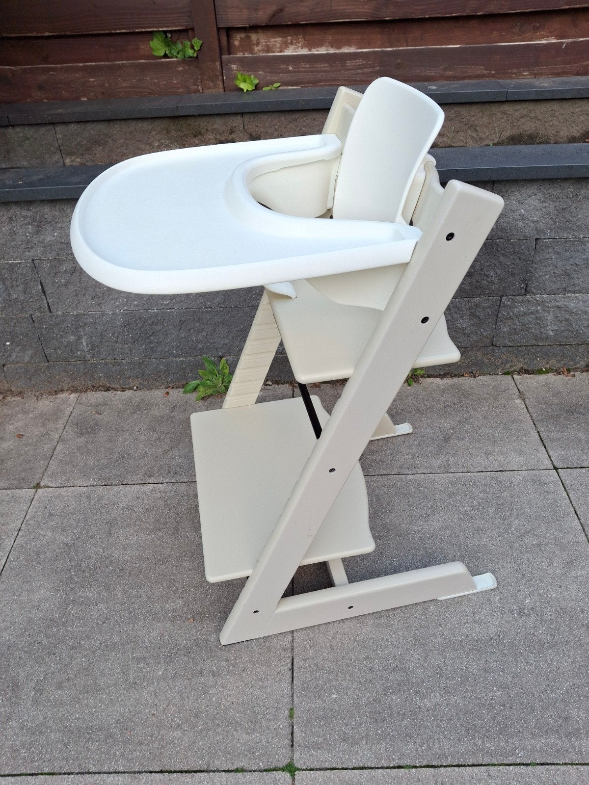 Stokke Tripp Trapp stoel, met tafelblad en babyset, Ophalen, Gebruikt, Meegroeistoel, Afneembaar eetblad
