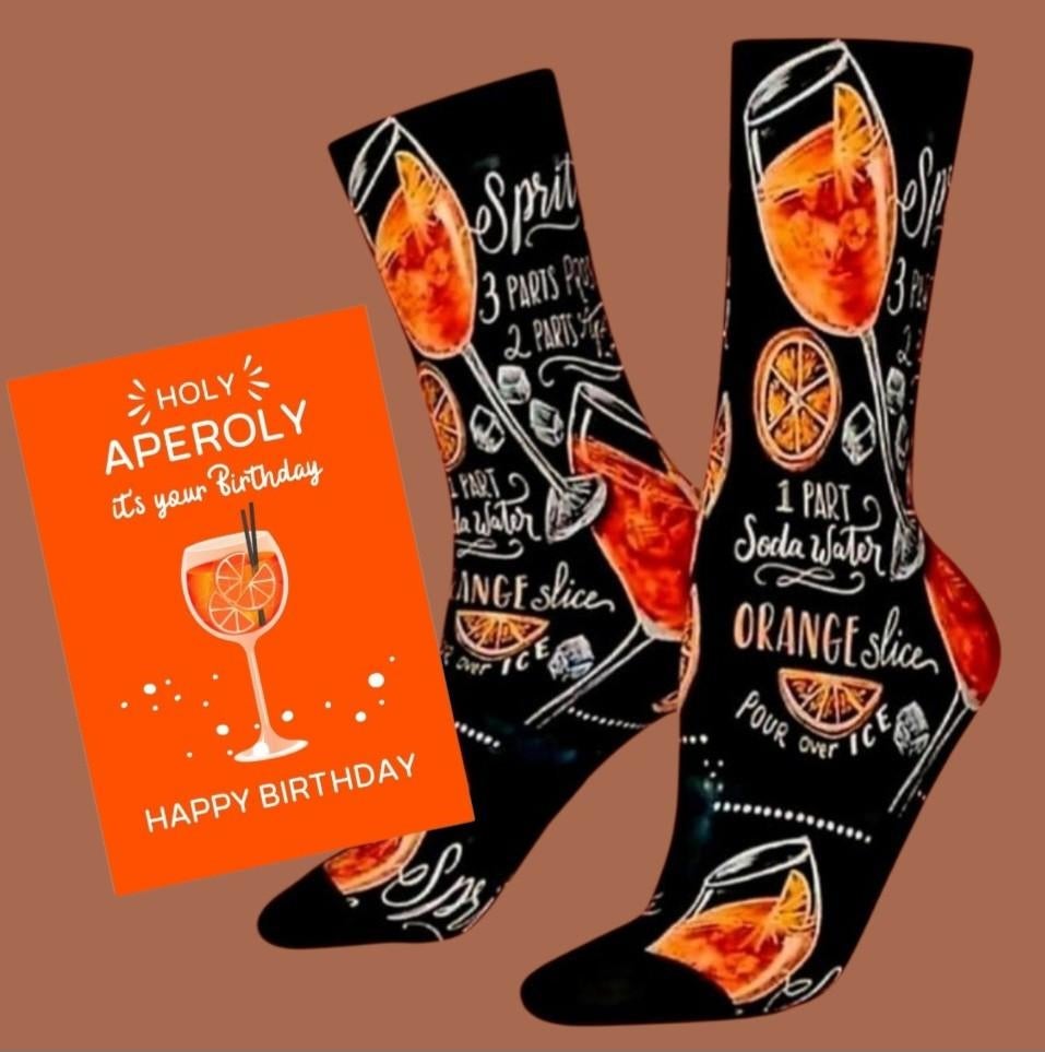 APEROL SPRITZ SOKKEN + VERJAARDAGS KAART APEROL SPRITZ, Ophalen of Verzenden, Nieuw