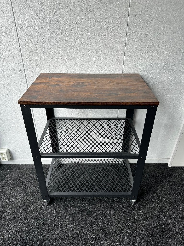 Set van 2 industriële bijzettafels met wielen, Minder dan 55 cm, Gebruikt, Vierkant, Industrieel