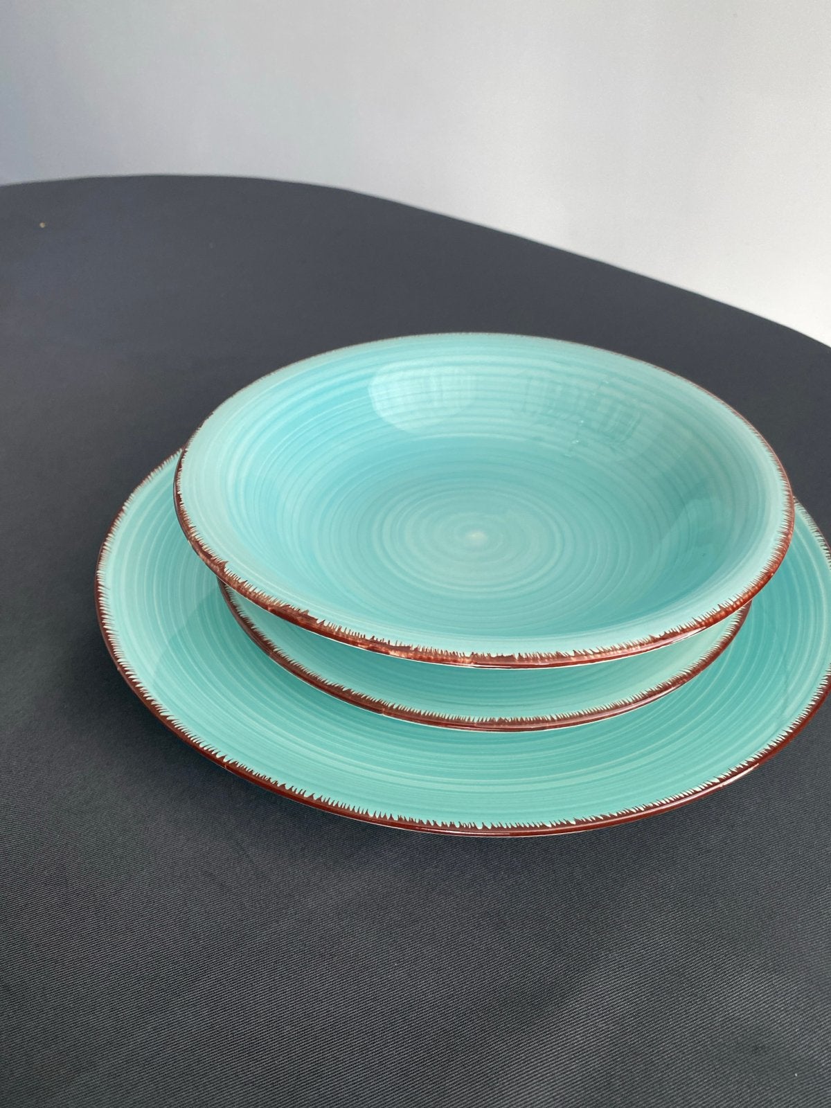 Inka Based Servies - 12 Borden en 6 Kommen (Turquoise), Ophalen, Overige merken, Keramiek, Zo goed als nieuw