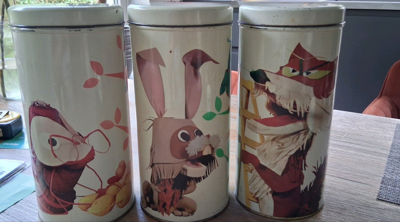3 x Vintage Bolletje blik met Fabeltjeskrant figuren, Ophalen of Verzenden, Gebruikt, Koek(jes), Verkade