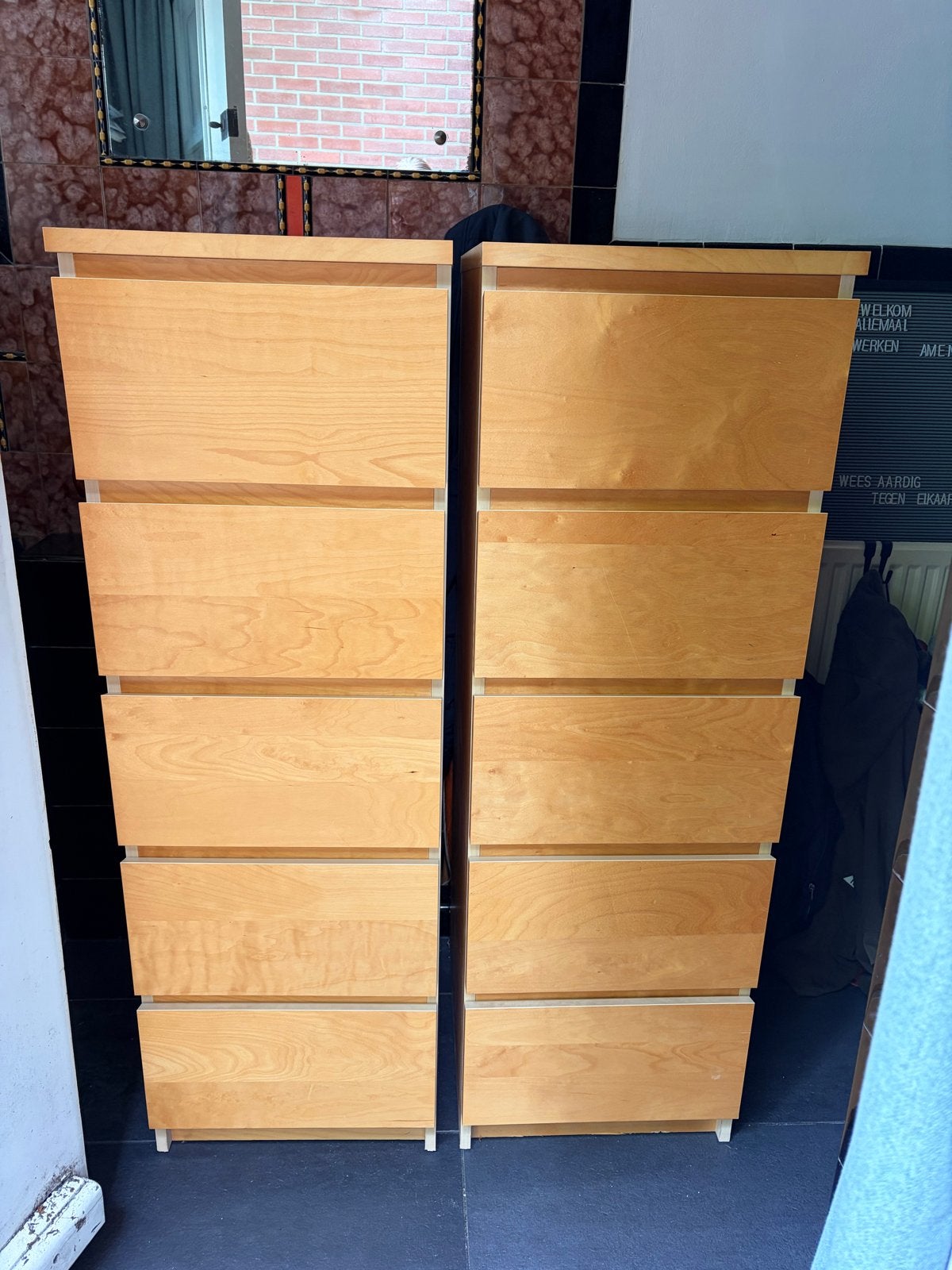 Een, twee of drie IKEA Malm Ladekasten - berkenfineer, Huis en Inrichting, Minder dan 50 cm, Gebruikt, 5 laden of meer, 100 tot 150 cm
