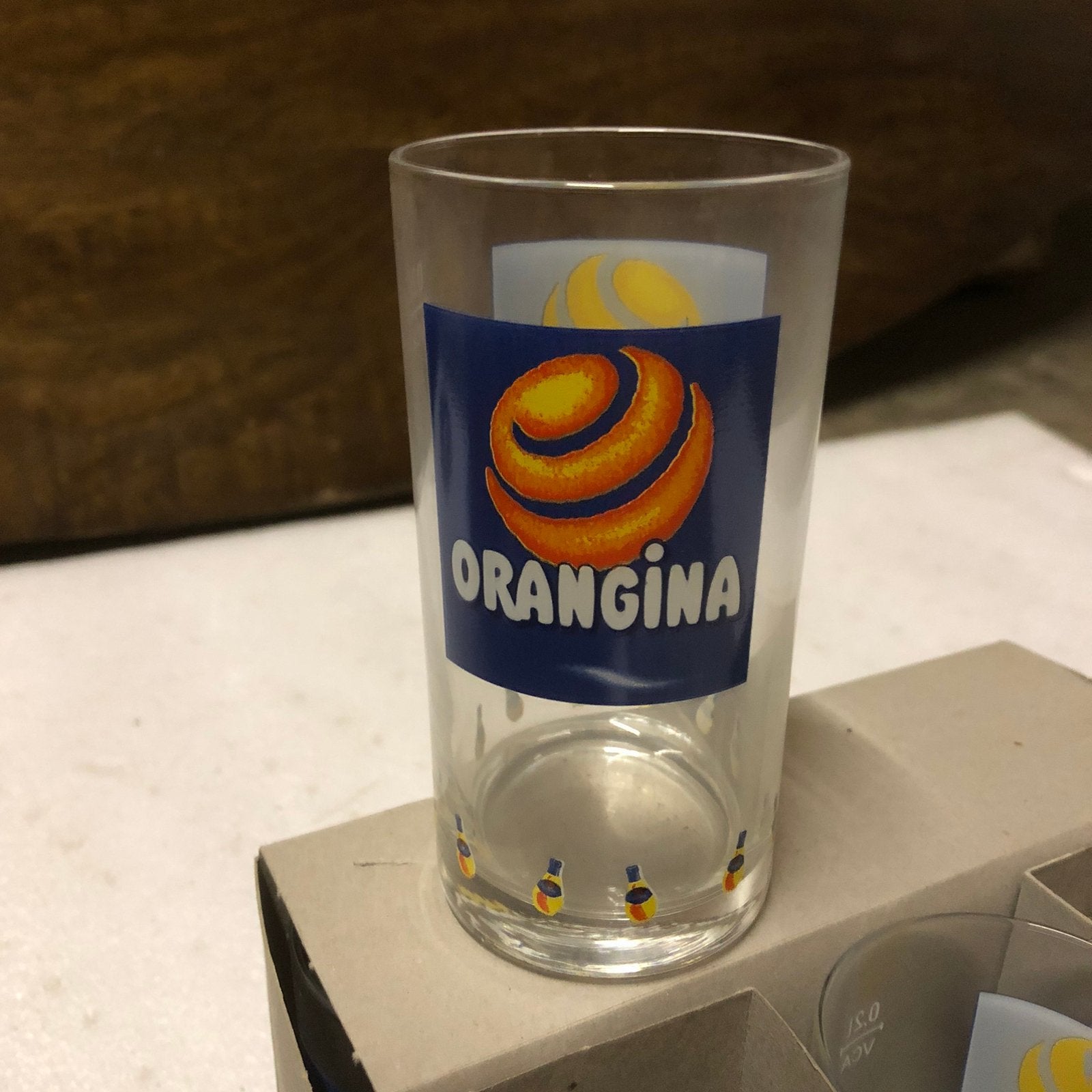Vintage Orangina glazen (12 stuks), Verzamelen, Glas en Borrelglaasjes, Ophalen of Verzenden, Nieuw, Frisdrankglas