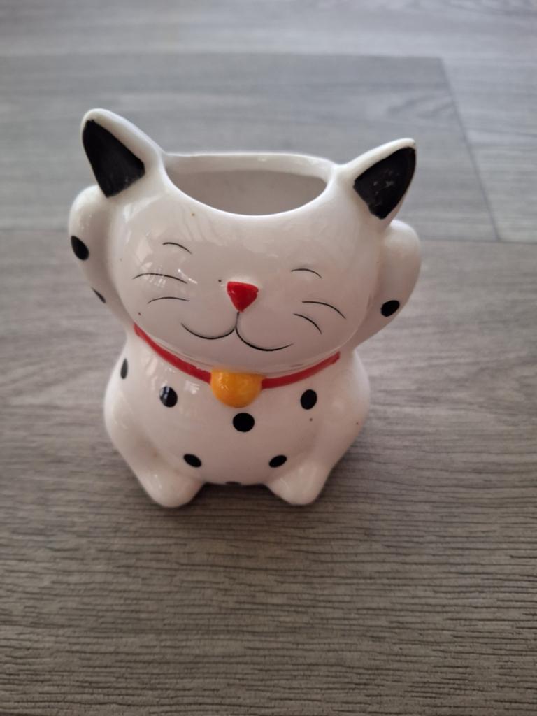 Leuke katten pennenbakje, Ophalen of Verzenden, Zo goed als nieuw, Wit, Steen/keramiek