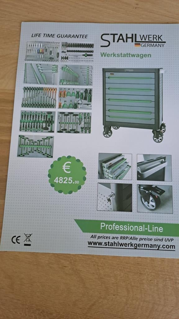 Stahlwerk Werkstattwagen Gevuld - Professional-Line, Doe-het-zelf en Verbouw, Gereedschapskisten, Nieuw, Ophalen of Verzenden