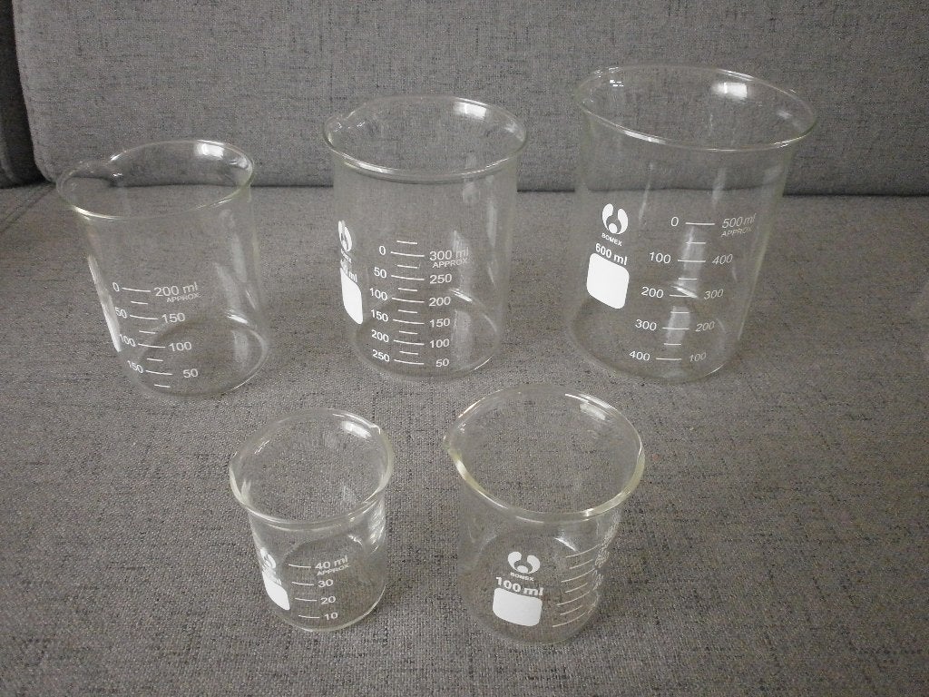 Bekerglas met schenktuit, set van 5, laboratorium glaswerk, Ophalen of Verzenden, Nieuw